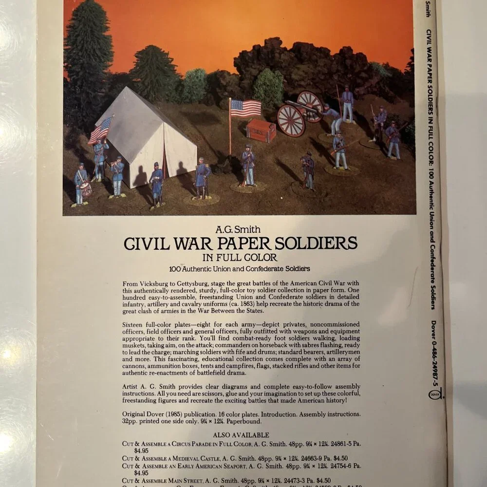 Civil War Paper Soldiers – 100 Union‎ & Confederate Soldiers – Dover 1985 – New